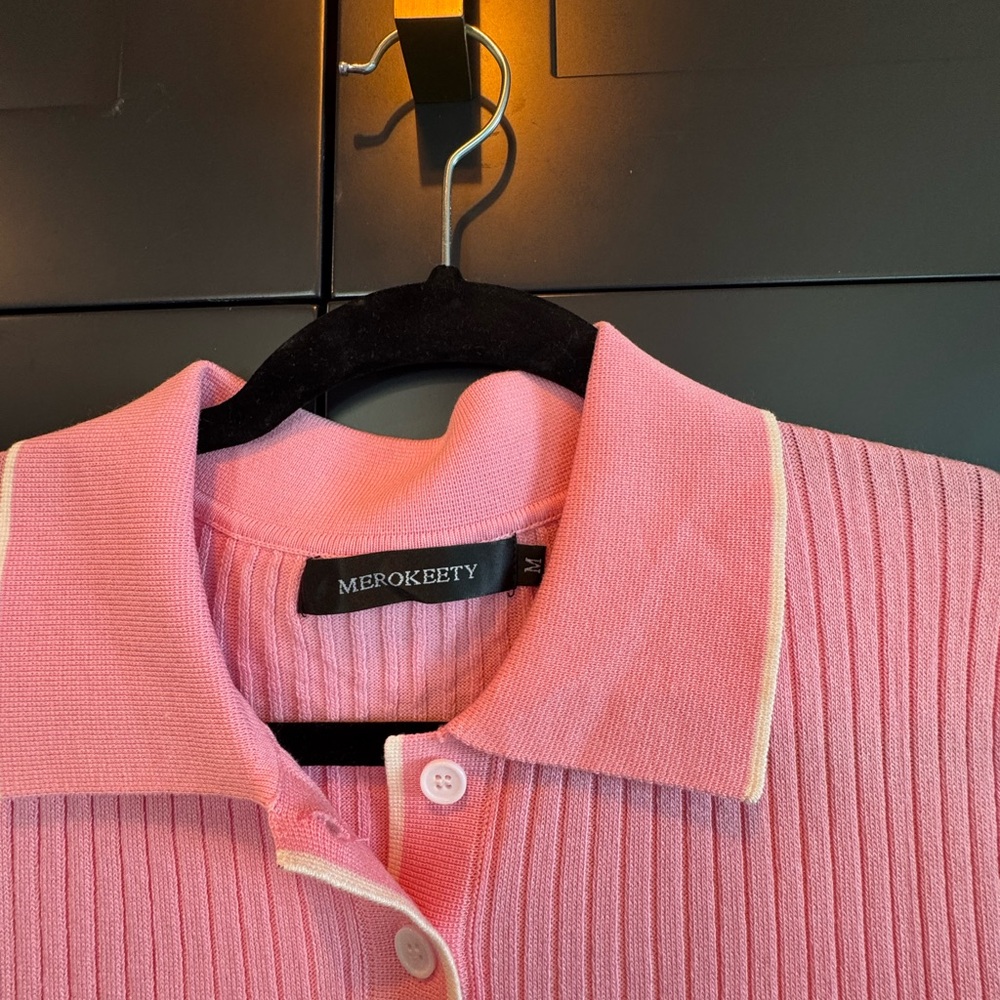 Pink Ribbed Midi Dress - Picture 6 of 7